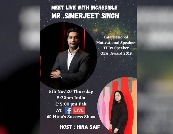 An engaging live session between the Virtual motivational speaker Simerjeet Singh and Hina Saif.