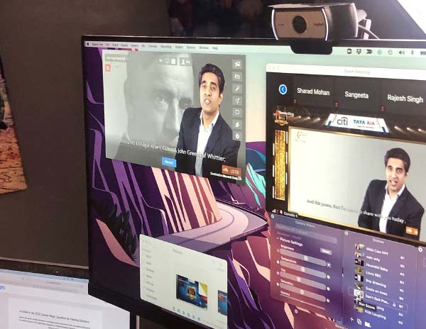 Virtual motivational speaker Simerjeet Singh showcasing his work virtually.